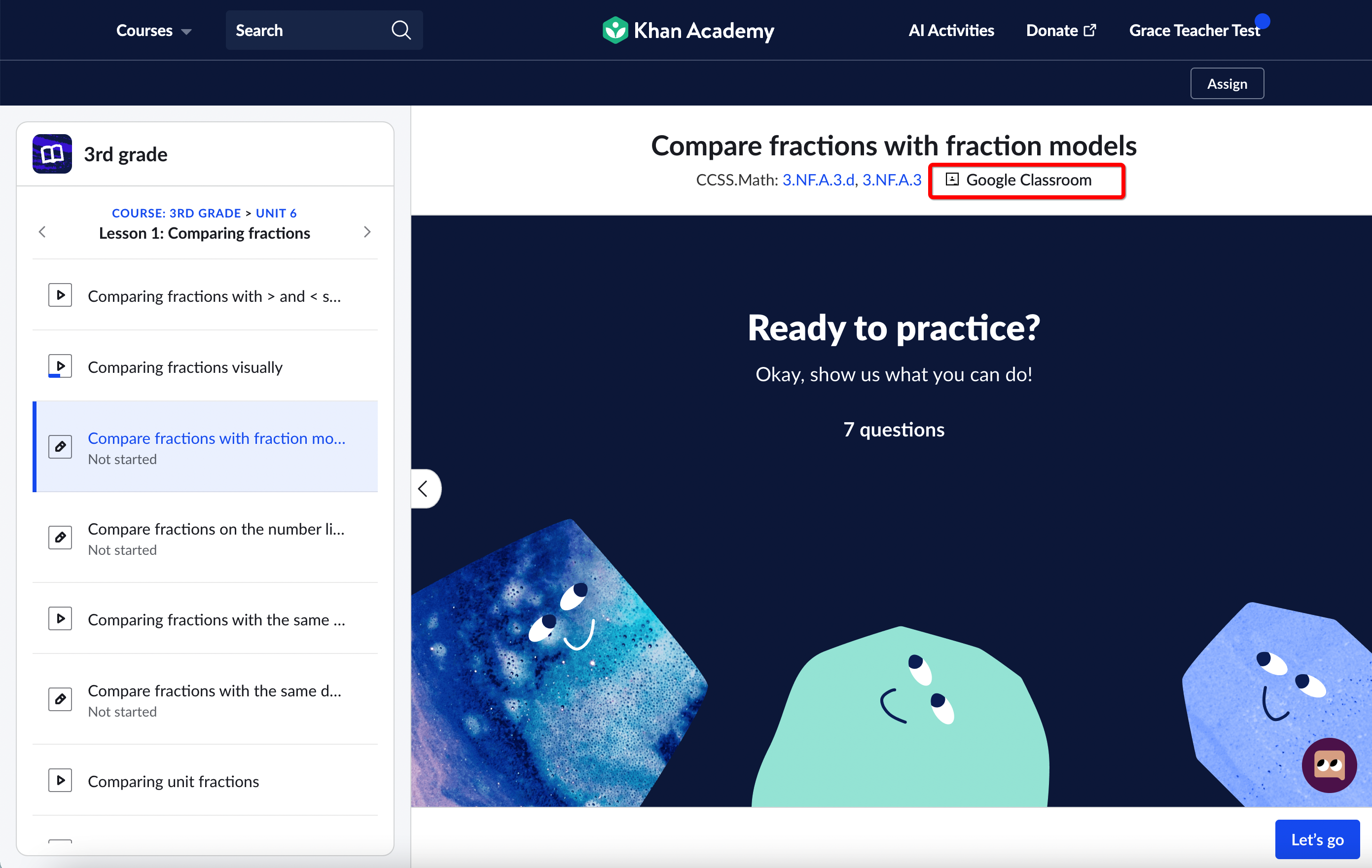 khan academy assignments on google classroom