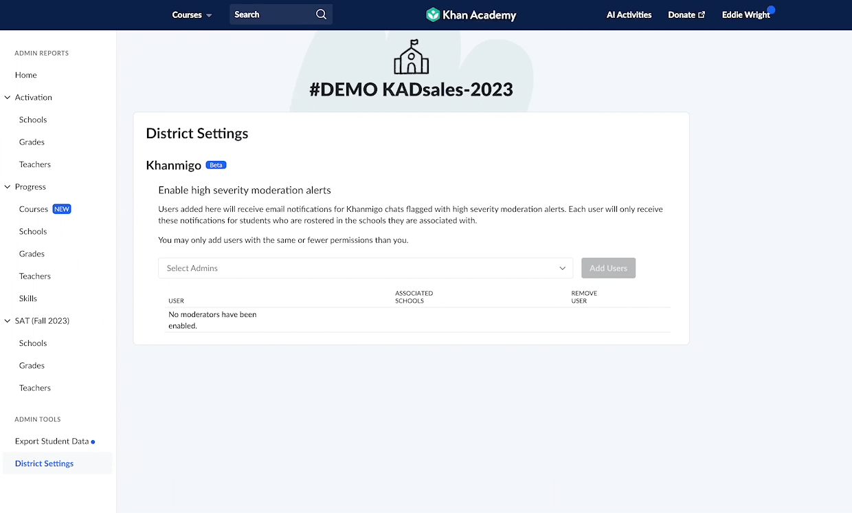 How do I add or remove individuals to the Khanmigo high severity