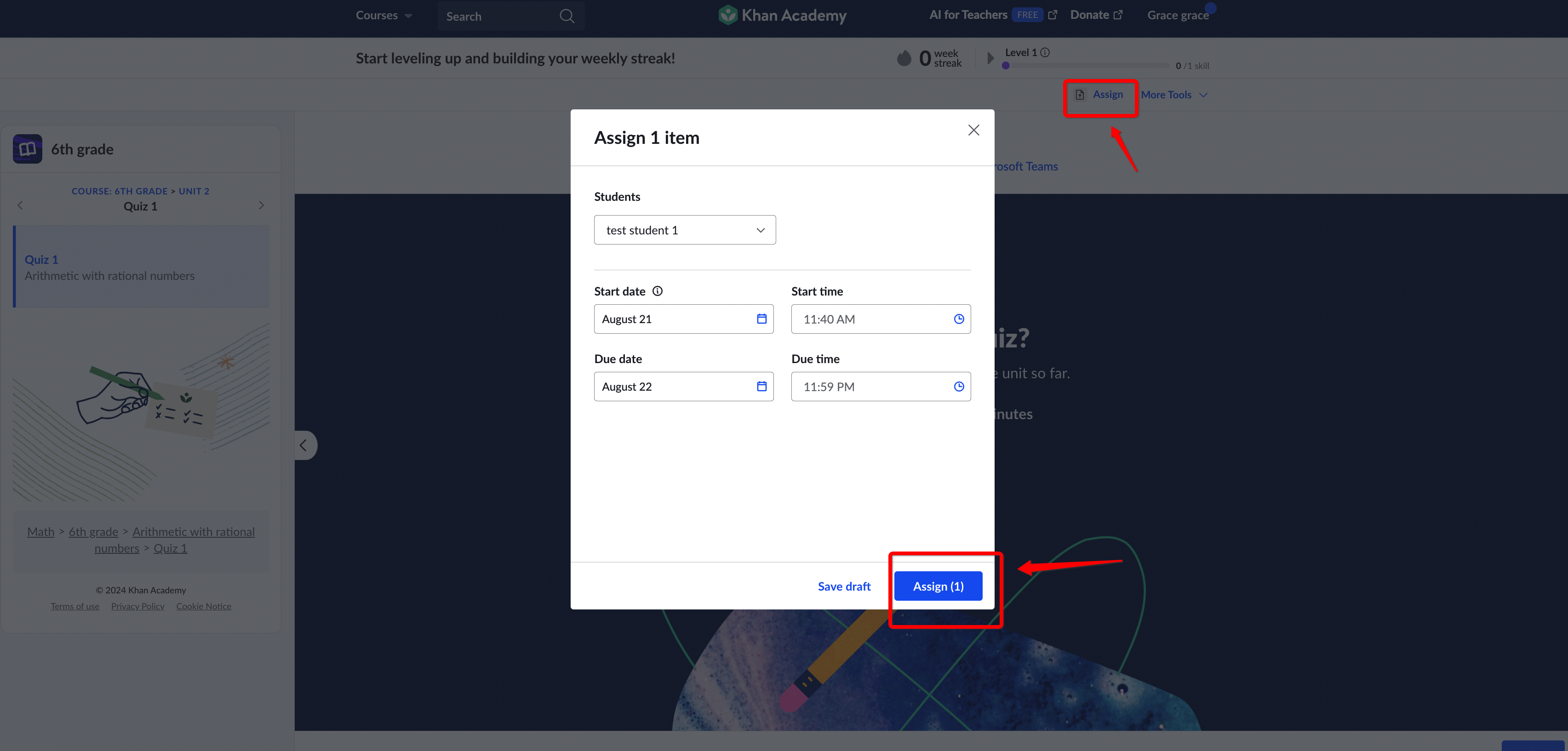 assignments on khan academy