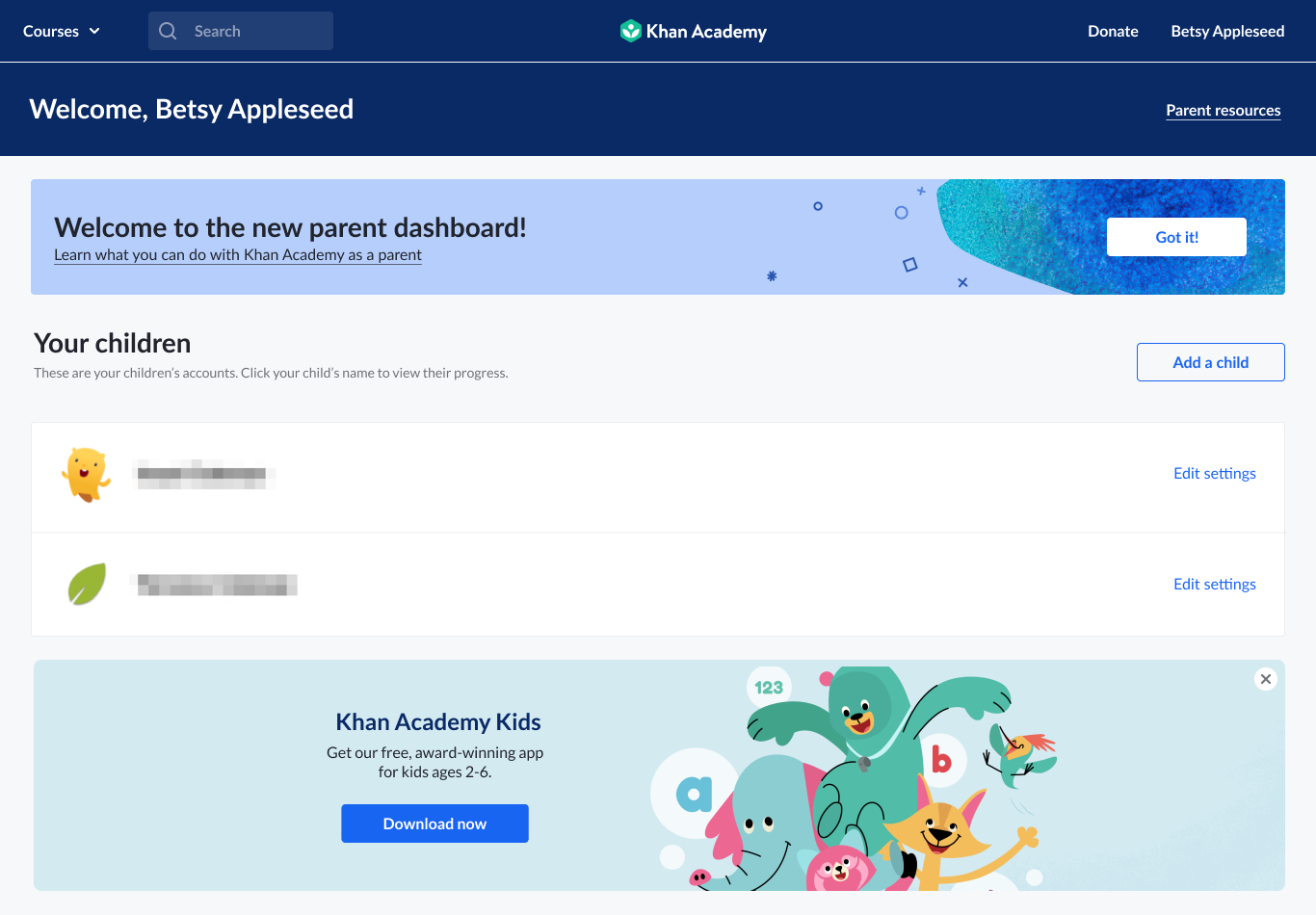 visit the parent dashboard