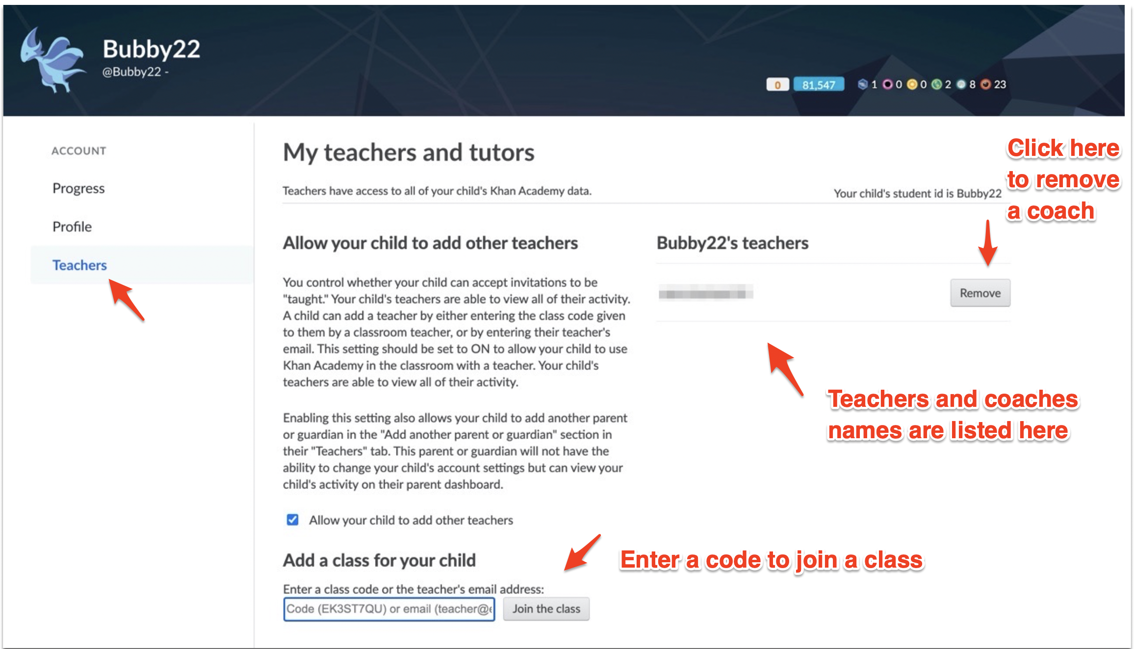 Schermafbeelding Instellingen kind via Dashboard voor ouders