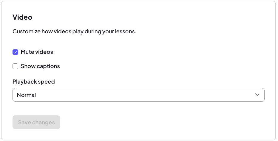 the video section of the settings page under the personalization tab