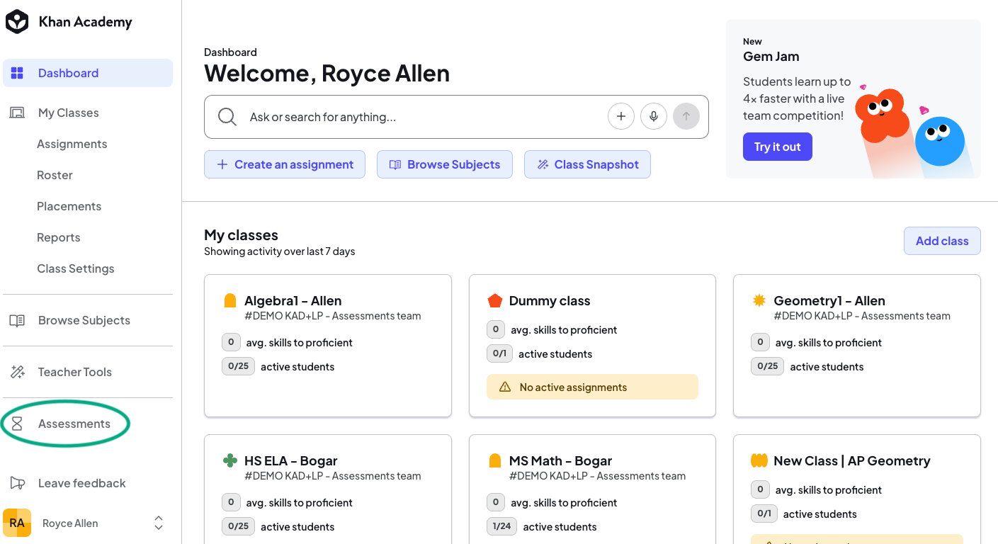 Teacher - Dashboard with Assessments.png