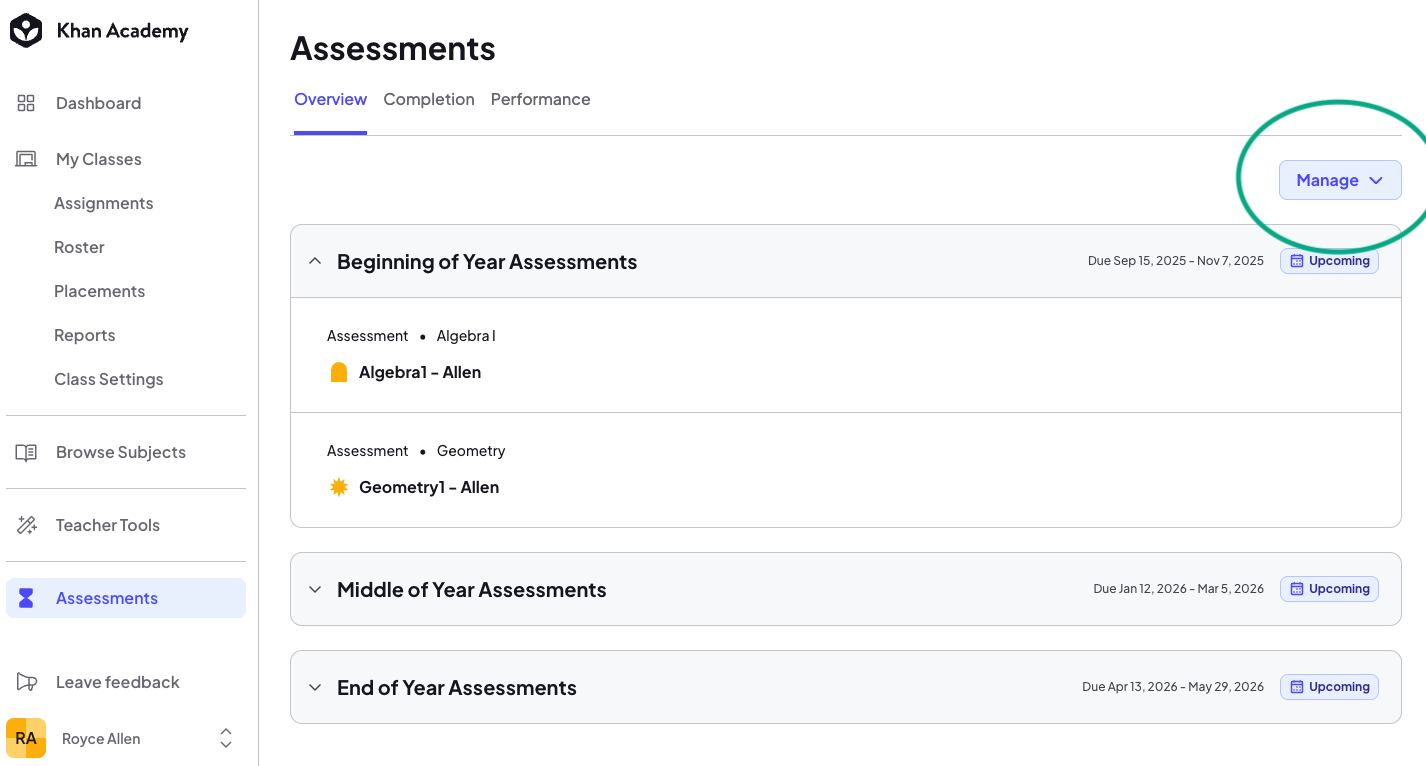 Teacher - Assessment Landing Page - Day 0 (Annotated).png